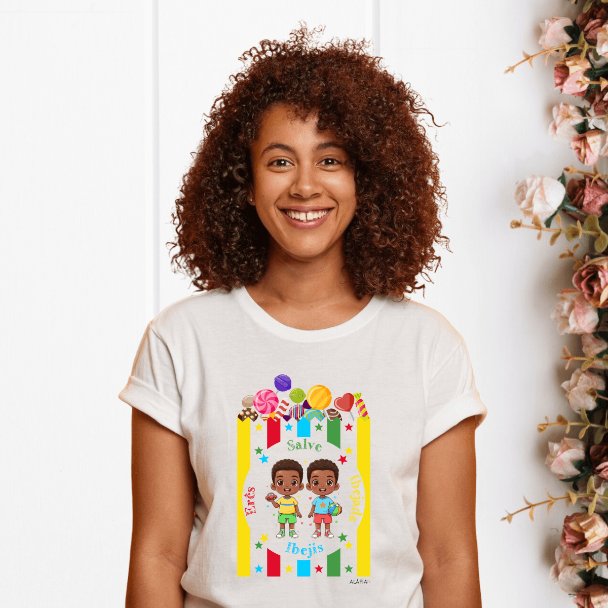 Camiseta - Umbanda - Aláfia- Salve Erês, Ibejis e Ibejes Camiseta - Umbanda - Aláfia- Salve Erês, Ibejis e Ibejes