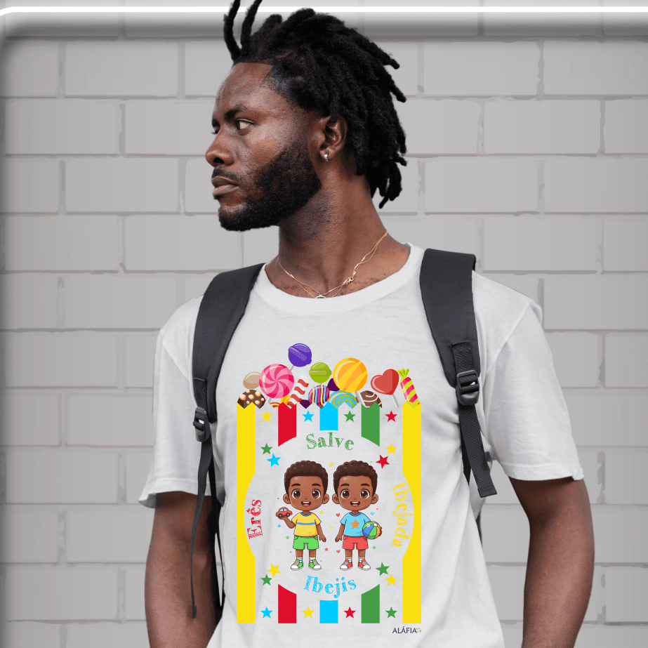 Camiseta - Umbanda - Aláfia- Salve Erês, Ibejis e Ibejes Camiseta - Umbanda - Aláfia- Salve Erês, Ibejis e Ibejes