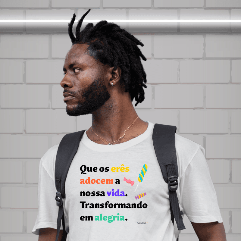 Camiseta - Umbanda - Aláfia- Que os erês adocem a nossa vida Camiseta - Umbanda - Aláfia- Que os erês adocem a nossa vida