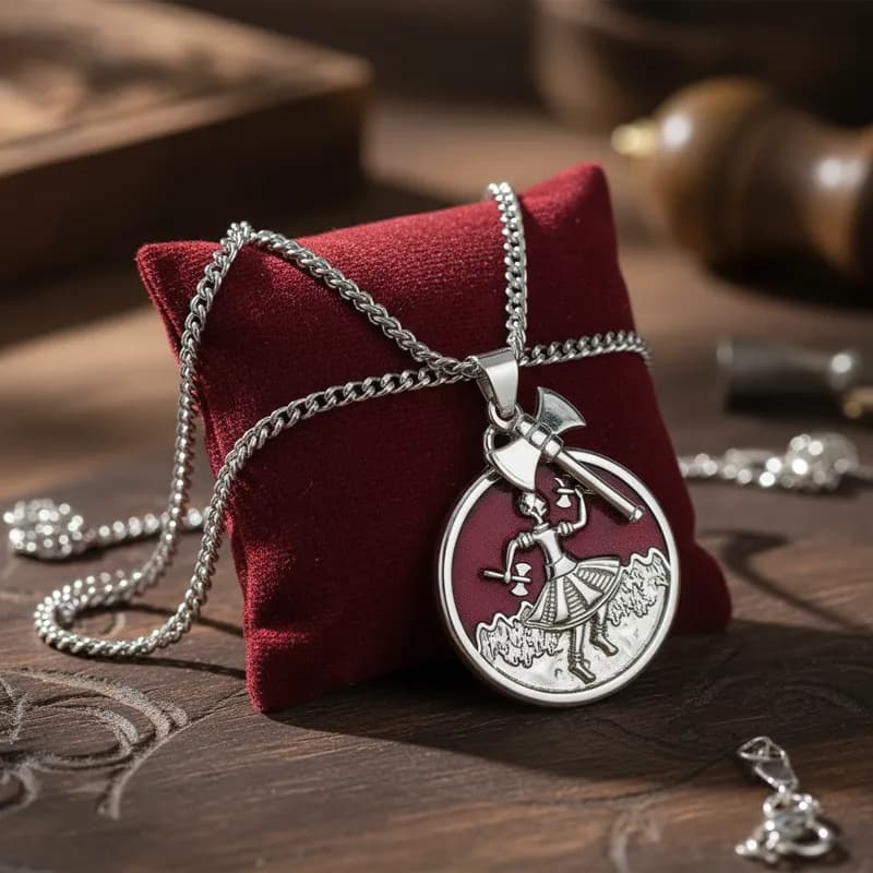 Colar Xangô Pingente Medalha Orixá prateado Colar Xangô Pingente Medalha Orixá prateado
