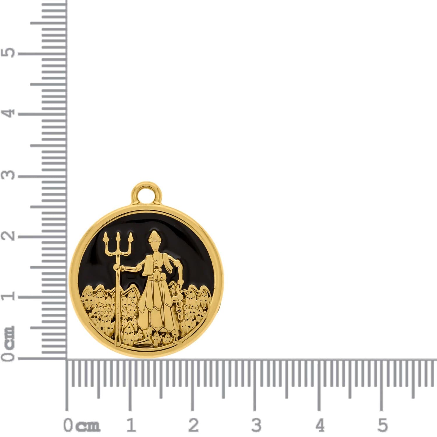 Colar Exú Medalha e Pingente Tridente Orixá banho dourado Colar Exú Medalha e Pingente Tridente Orixá banho dourado