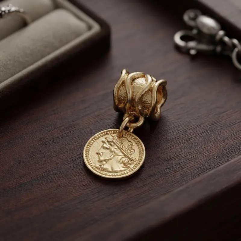 Berloque para Pulseira Cigana Pingente Moeda dourado Berloque para Pulseira Cigana Pingente Moeda dourado