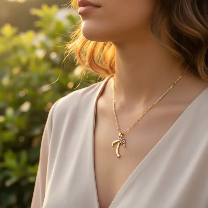 Colar Laroiê Dona 7 Saias Botão de Rosa vermelho- Dourado Colar Laroiê Dona 7 Saias Botão de Rosa vermelho- Dourado