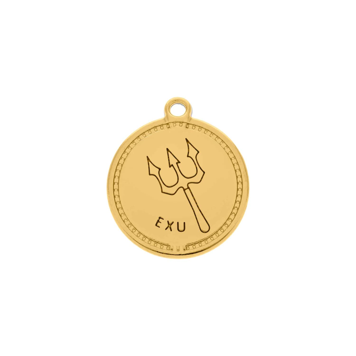 Colar Exú Medalha e Pingente Tridente Orixá banho dourado Colar Exú Medalha e Pingente Tridente Orixá banho dourado