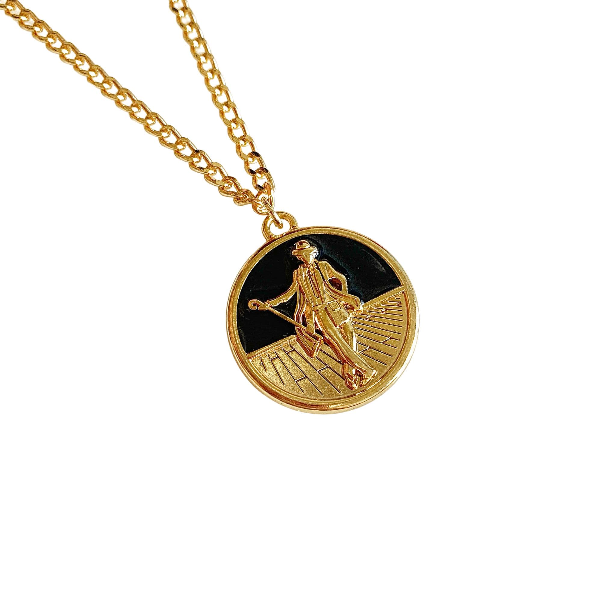 Colar Zé Pilintra Pingente Medalha Orixá banho dourado com verniz italiano Colar Zé Pilintra Pingente Medalha Orixá banho dourado com verniz italiano